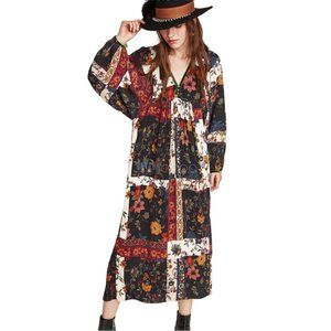 ZARA Floral Boho Midi/Maxi Dress Size Large